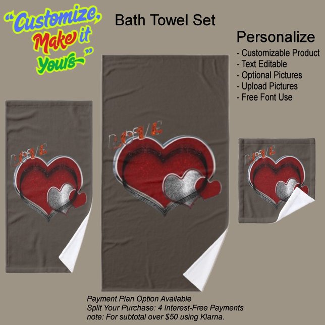 Conjunto de Toalhas de Banho Coração Mágico Marrom (Heart Magic Bathroom Towel Set Featuring a Brown Background.)