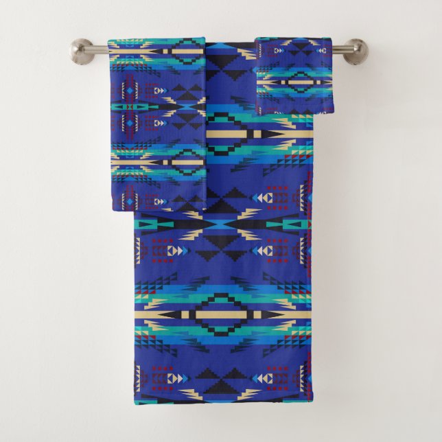 Conjunto de Toalhas de Banho Country Sudoeste Azul (Insitu)