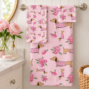 Conjunto de Toalhas de Banho Dachshund Doxie + Peô