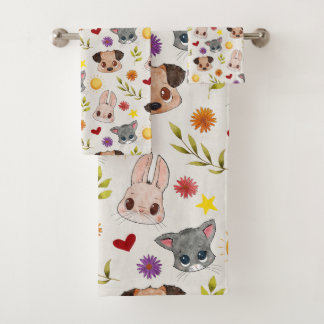 Conjunto de Toalhas de Banho de Animais de Estimaç