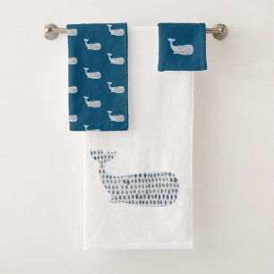 Conjunto de toalhas de banho de baleia azul