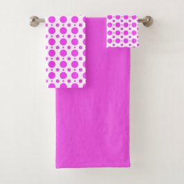 Conjunto de Toalhas de Banho de Bolinhas Rosa Inte