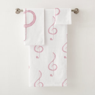 Conjunto de Toalhas de Banho de Clave de Sol Rosa