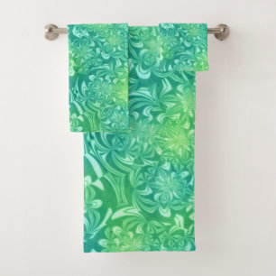 conjunto de toalhas de banho de flores batidas ver