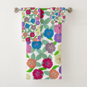Conjunto de toalhas de banho de flores de gerânio