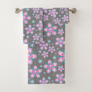 conjunto de toalhas de banho de flores e estrelas