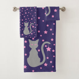 Conjunto de Toalhas de Banho de Gato de Cinzas