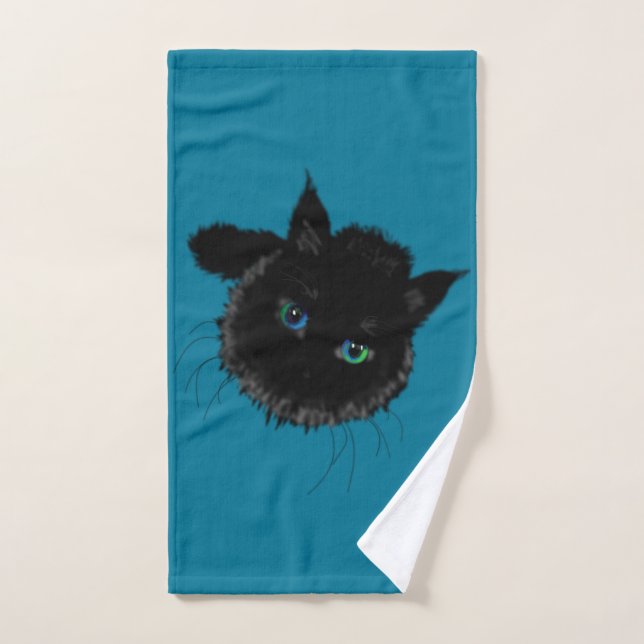 Conjunto de Toalhas de Banho de Gato Preto - Escol (Toalha de mão)