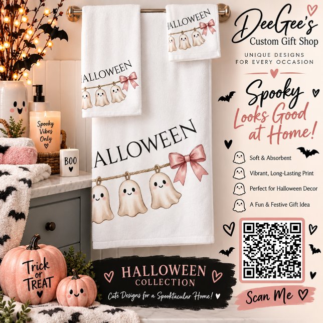 Conjunto de Toalhas de Banho de Halloween com Laço (Criador carregado)