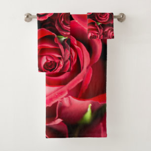 Conjunto de Toalhas de Banho de Luxo Rosas Vermelh