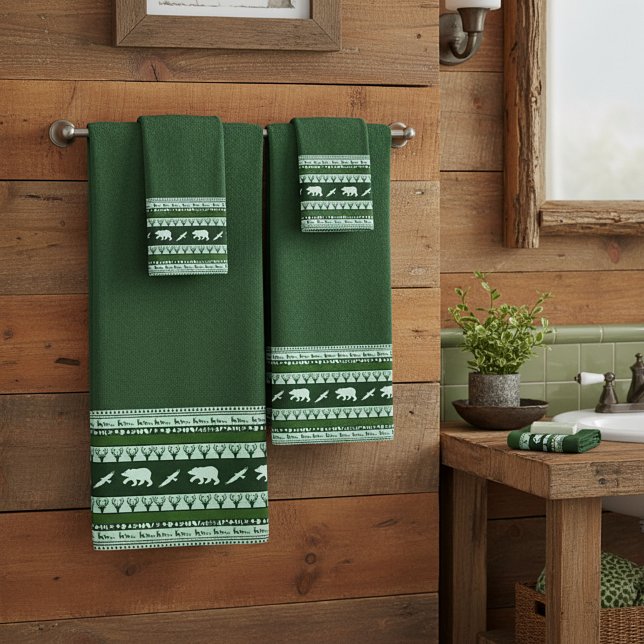 conjunto de toalhas de banho de madeira verde (Criador carregado)