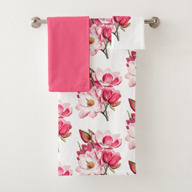 Conjunto de Toalhas de Banho de Magnolias Rosa (Insitu)