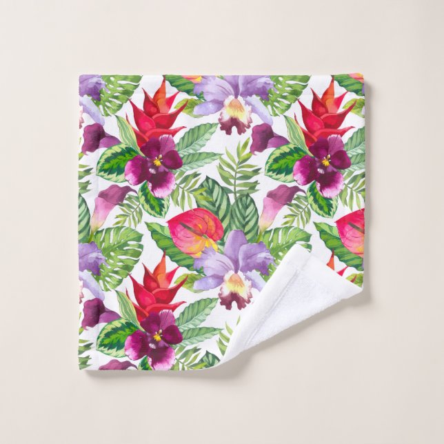 conjunto de toalhas de banho de orquídeas havaiana (Pano de lavar)