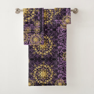 Conjunto de toalhas de banho de ouro roxo