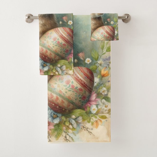 Conjunto de Toalhas de Banho de Páscoa Ovos de Pás (Insitu)