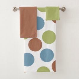Conjunto de Toalhas de Banho de Pontos Azuis, Verd