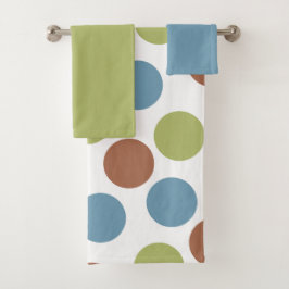 Conjunto de Toalhas de Banho de Pontos Azuis, Verd