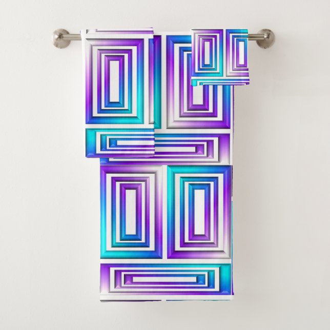 conjunto de toalhas de banho de retângulos geométr (Insitu)