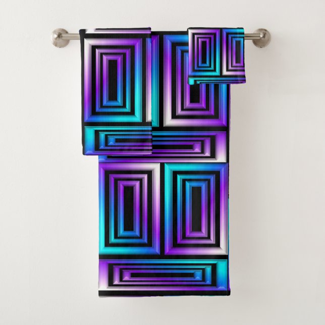 conjunto de toalhas de banho de retângulos geométr (Insitu)