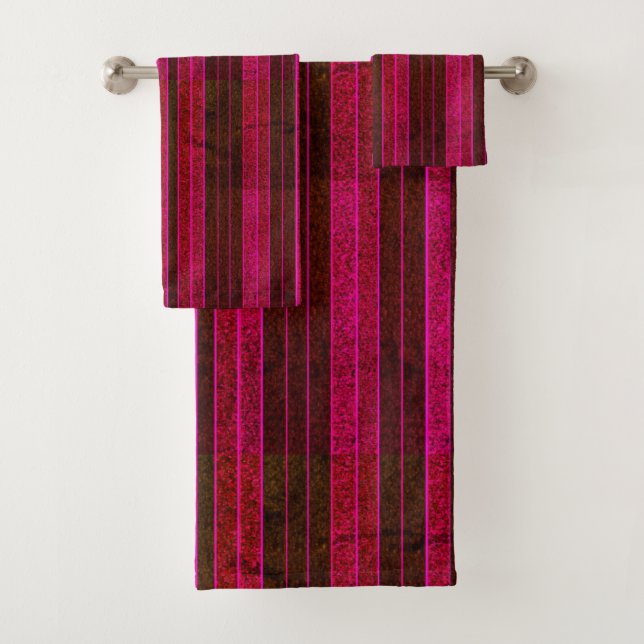 Conjunto de Toalhas de Banho de Stripe Magenta (Insitu)