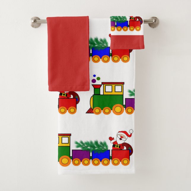 Conjunto de Toalhas de Banho de Trem de Natal para (Insitu)