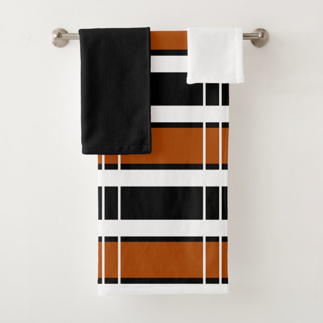 Conjunto de toalhas de banho de Xadrez branca e ca (Insitu)