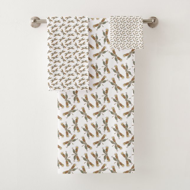 Conjunto de toalhas de banho decoradas com libélul (Insitu)