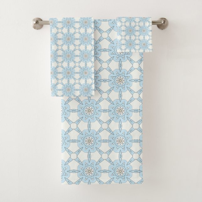 Conjunto de toalhas de banho decorativas azuis com (Insitu)