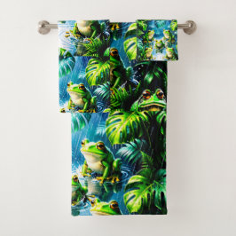 Conjunto de Toalhas de Banho Divertidas de Rãs