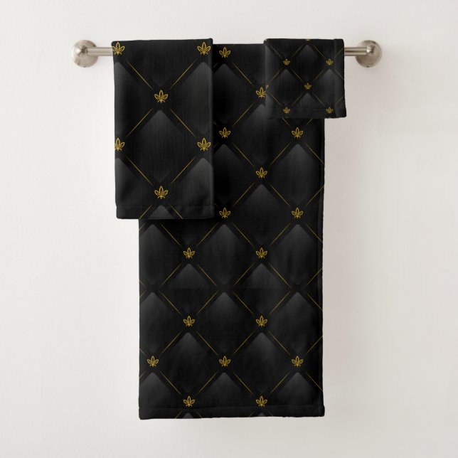 Conjunto de Toalhas de Banho Elegante preto e dour (Insitu)
