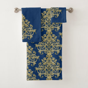 Conjunto de Toalhas de Banho em Damasco Dourado e 