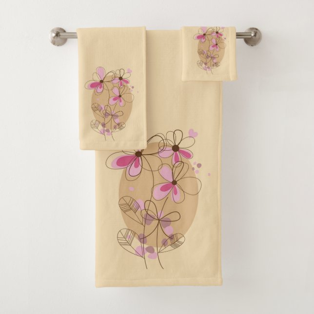 Conjunto de Toalhas de Banho Florais Modernas (Insitu)