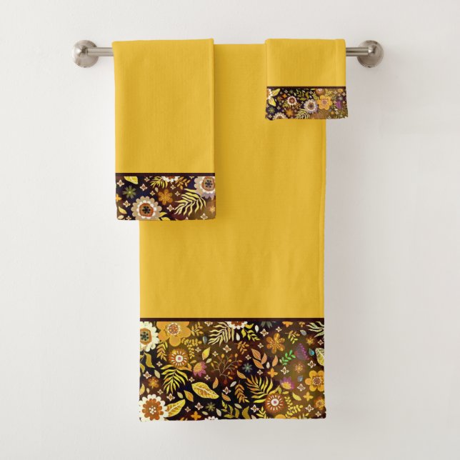 conjunto de toalhas de banho florais outono dourad (Insitu)
