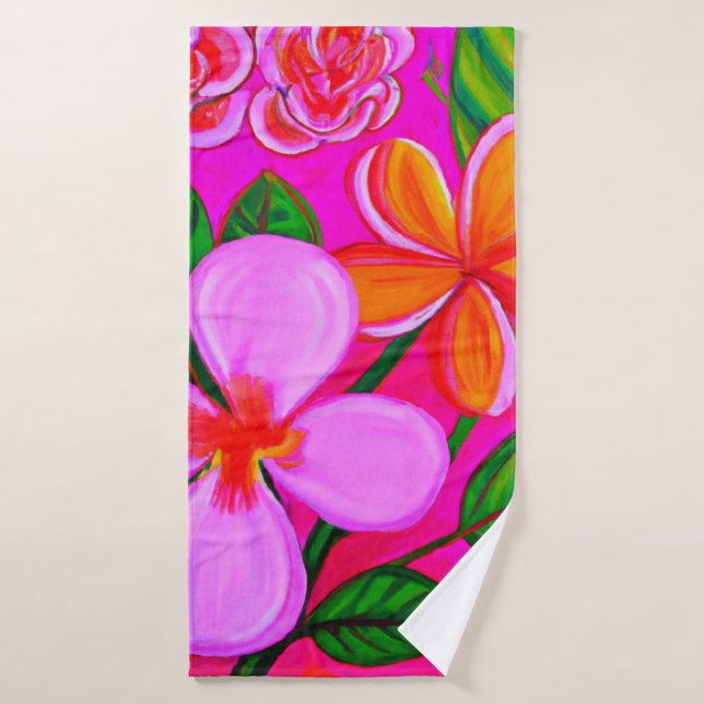 Conjunto de toalhas de banho florais rosa quente t (Toalha de Banho)