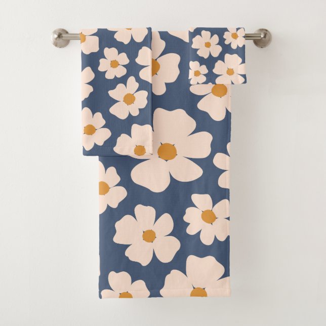 Conjunto de toalhas de banho floral azul e bege ma (Insitu)