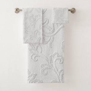 Conjunto de toalhas de banho "Floral Branco Padrão