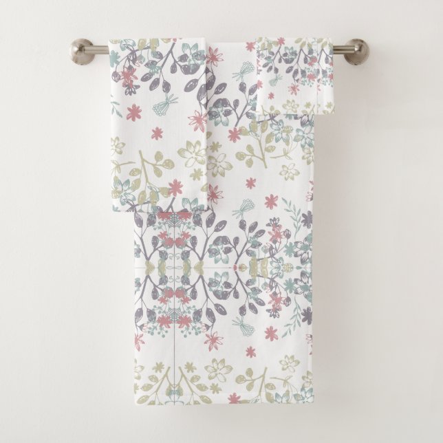 Conjunto de Toalhas de Banho Floral Floresta (Insitu)