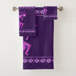 Conjunto de Toalhas de Banho Kokopelli Roxo
