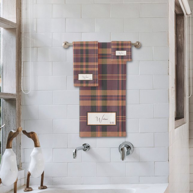 Conjunto de Toalhas de Banho Modern Plaid Heather (Criador carregado)