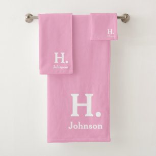 Conjunto de toalhas de banho monograma cor-de-rosa