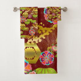 Conjunto de toalhas de banho padrão jurokugiku jap