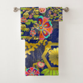 Conjunto de toalhas de banho padrão jurokugiku jap