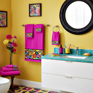 Conjunto de toalhas de banho paisley florais brilh