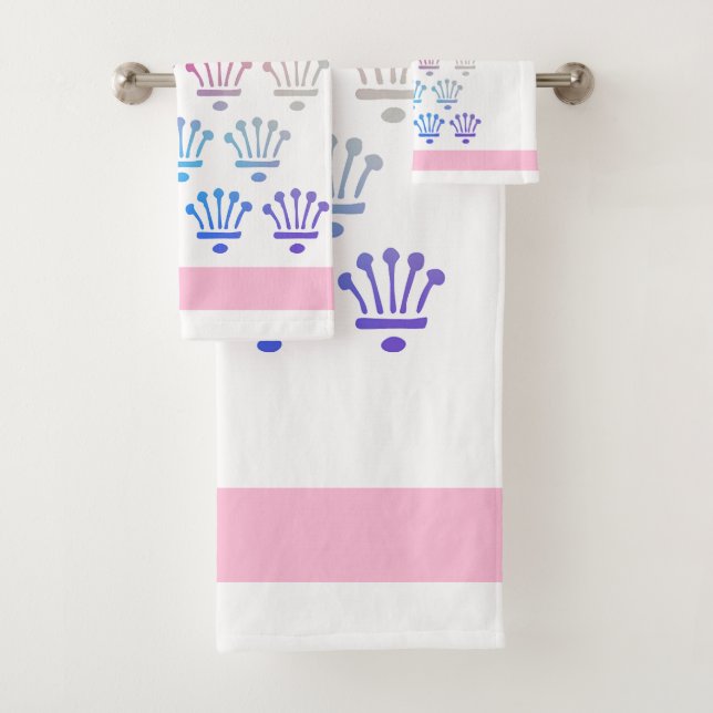Conjunto de Toalhas de Banho Presente Rosa Coroas  (Insitu)