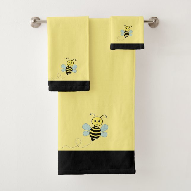 Conjunto de Toalhas de Banho Preta e Amarela com A (Insitu)