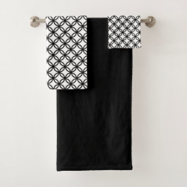 Conjunto de Toalhas de Banho Preto e Branco