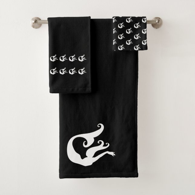Conjunto de toalhas de banho preto e branco para a (Insitu)