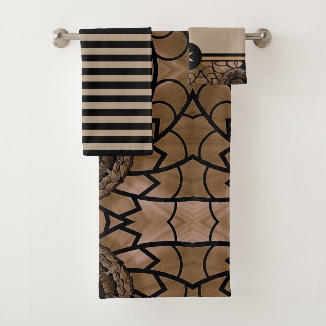 Conjunto de toalhas de banho preto e bronzeado mod (Insitu)