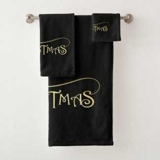 Conjunto de Toalhas de Banho Preto e Dourado