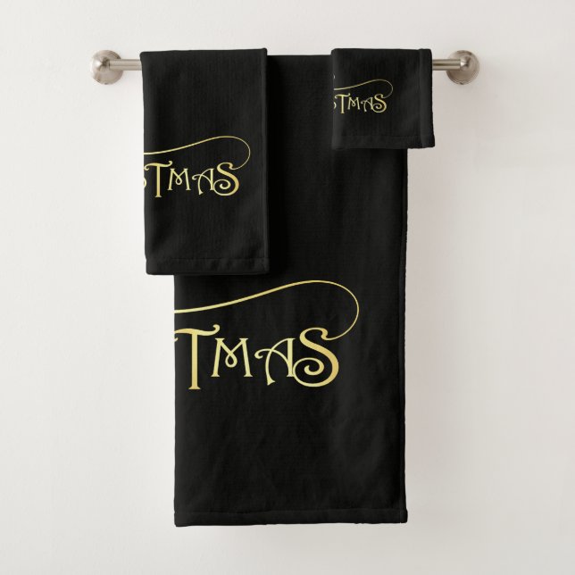 Conjunto de Toalhas de Banho Preto e Dourado (Insitu)